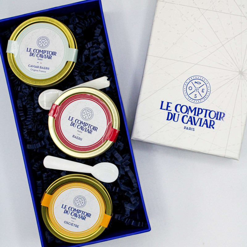 Coffret cadeau caviar : 3 variétés de caviar - Vente en ligne