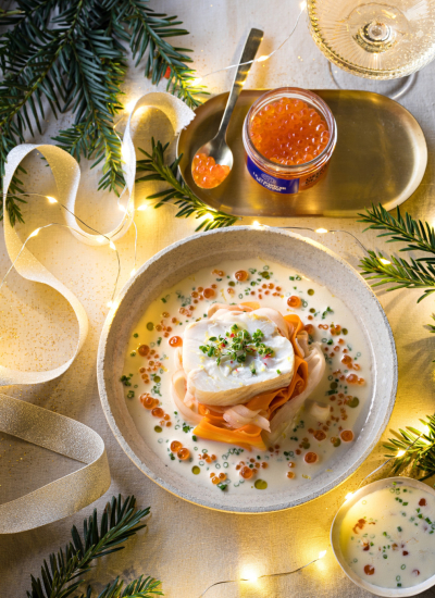 Recette de merlu poché aux oeufs de truite