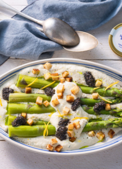 Recette d'asperges sauce mousseline & caviar