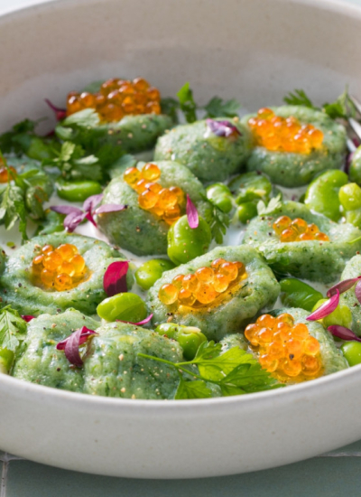 Recette de gnocchis verts aux épinards, œufs de truite