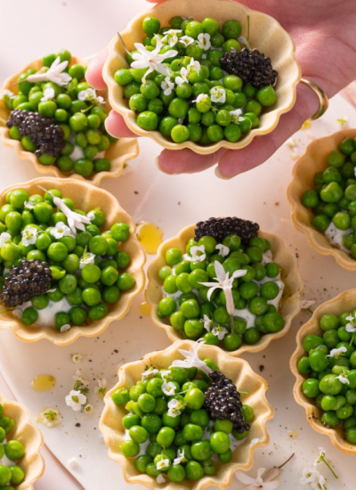 Recette pour une vingtaine de mini tartelettes de petits pois & caviar 